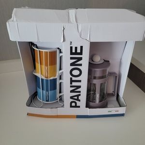 NEW PANTONE Coffee Cup 2 Fine China Porcelain 35 oz French Press Set Gift Box